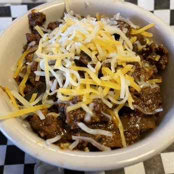 Brisket Burger - Chili. Onions, bell pepper and shredded cheese. - Burgers Near Me - Denton, Texas