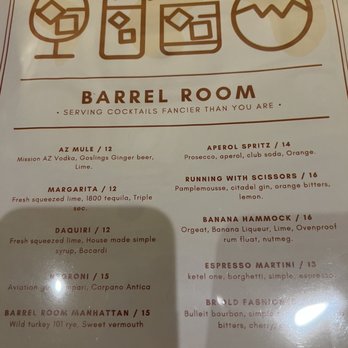 Barrel Room - Cocktail menu - Bars Near Me - Surprise, Arizona Barrel Room - Cocktail menu - Bars Near Me - Surprise, Arizona