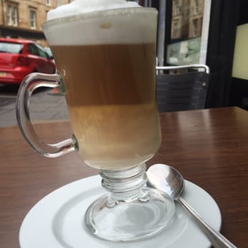 Trans-Europe Café - Sitting outside on a wonky table, latte-tastic - Modern European Near Me - Glasgow, GLG Trans-Europe Café - Sitting outside on a wonky table, latte-tastic - Modern European Near Me - Glasgow, GLG