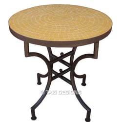 Tazi Designs - Small bistro mosaic table from Morocco. Handmade from authentic Moroccan zellij tile.