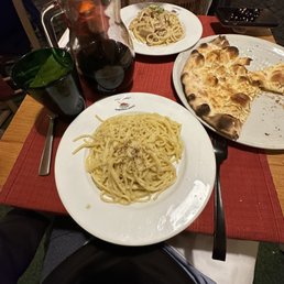 Overly salty cacio e pepe. Plastic cups for wine in picture :( Overly salty cacio e pepe. Plastic cups for wine in picture :(
