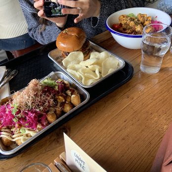 Topa Topa Brewing Company - Loaded tots, some kind of burger, karaange bowl - Breweries Near Me - Ojai, California