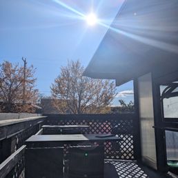 Outdoor sunny seating.
