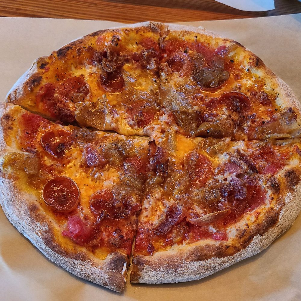 Atwoods Pizza Cafe - Build your own pizza with pepperoni, bacon, and caramelized onions - Pizza Near Me - Atlanta, Georgia