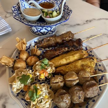 Kin Dee - All for one (Money Bags, Golden Baskets, Grilled Thai Meatballs, Chicken Satay, Grilled Pork Skewers) - Thai Near Me - Houston, Texas