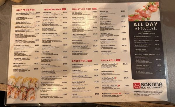 Menu photo 2 Sakana Las Vegas, NV Menu photo 2 Sakana Las Vegas, NV