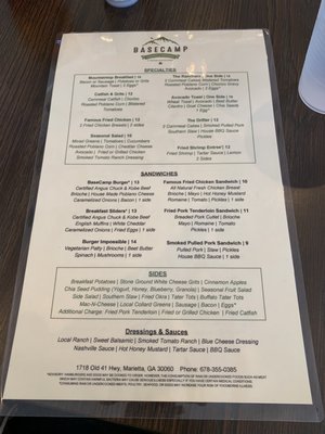 Menu photo 6 Basecamp at Kennesaw Mountain Marietta, GA