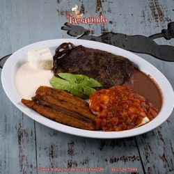 Central american style breakfast steak, served with plantains avocado cream and homemade queso fresco.