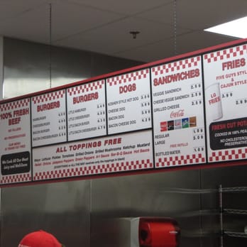 Five Guys - five guys burger and fries menu 4/2010 - Burgers Near Me - Natick, Massachusetts
