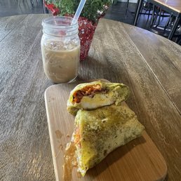Lolas Breakfast Burrito + Iced Latte