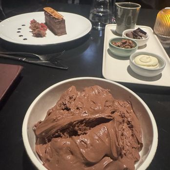 Brass Tack - Chocolate two ways. Mousse (with accoutrements) and cake - American Near Me - Chicago, Illinois