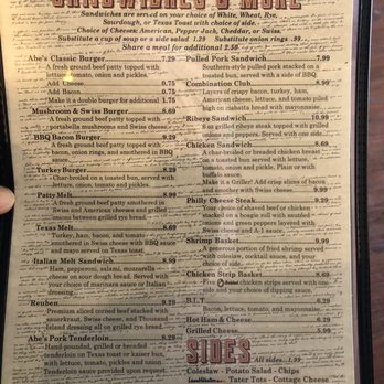 Abe's Hideout - Sandwiches side - American Near Me - Springfield, Illinois