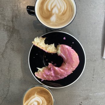 Little Bear Coffee - Oat milk latte, prickly pear doughnut and cortado - Coffee & Tea Near Me - Albuquerque, New Mexico