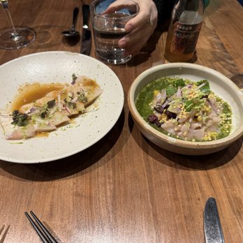 Pagu - Hamachi Crudo and Bass Ceviche Both 4 out of 5 - Japanese Near Me - Cambridge, Massachusetts Pagu - Hamachi Crudo and Bass Ceviche Both 4 out of 5 - Japanese Near Me - Cambridge, Massachusetts