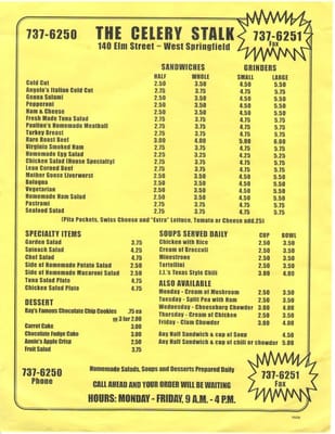 Menu photo 3 Celery Stalk West Springfield, MA