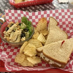 Betty Boop’s Diner - Chicken salad sandwich with pasta salad.