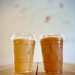 Syndicate - Lemon Meringue Latte & Blackberry Latte - both lovely! (The Lemon Meringue Latte has a white chocolate mocha type base)