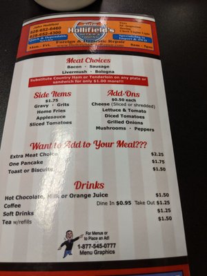 Menu photo 1 Sharons Cafe Marion, NC