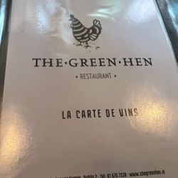 The Green Hen - Wine menu
