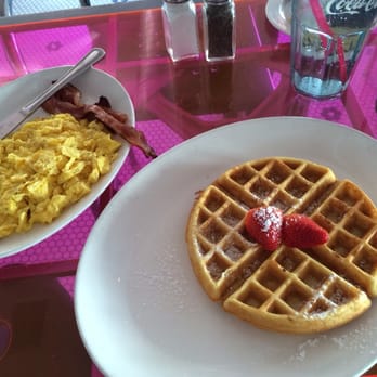 Big Pink - Waffle Combo breakfast w bacon & scrambled choices - Pizza Near Me - Miami Beach, Florida