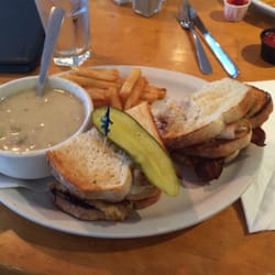 York St Diner - The Club with optional seafood chowder and battered fries.