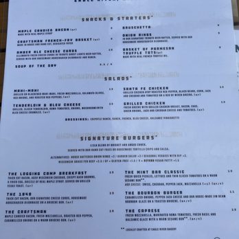 The Craftsman - Front of the menu - Cocktail Bars Near Me - Eagle River, Wisconsin