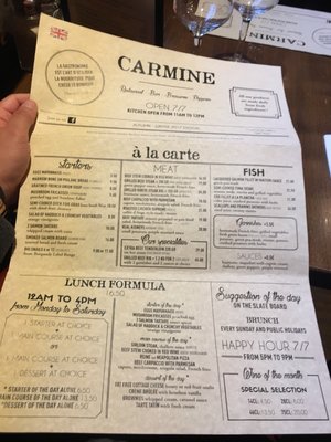 Menu photo 5 Carmine Café Paris, 75 Menu photo 5 Carmine Café Paris, 75