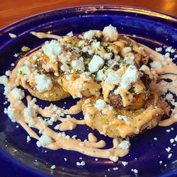 Sandbar & Grille - Fried Green Tomatoes with Shrimp (goat cheese and comeback sause I believe)
