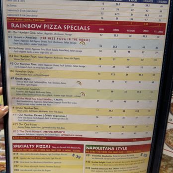 Rainbow Pizza - 07/11/2026 - Menu - Greek Near Me - San Mateo, California