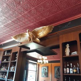 Cool looking decor hanging above the back bar