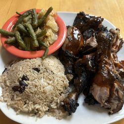 Fusion Kitchen - Jerk Chicken Green Beans Cabbage Rice & Peas
