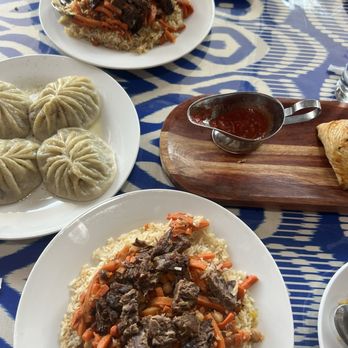 Silkroad Uzbek Cuisine - PLOV - Beef Uzbek Pilaf, Manti ( 4 pieces) - Uzbek Near Me - Cary, North Carolina