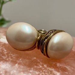 Jordyn's Attic Auction Houses - Vintage Monet Faux Pearl Gold Tone Clip On Earrings $20.00