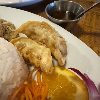 Siam Thai Kitchen - Thai chicken rice combo that comes with two dumplings and two springrolls - Thai Near Me - Topsham, Maine Siam Thai Kitchen - Thai chicken rice combo that comes with two dumplings and two springrolls - Thai Near Me - Topsham, Maine