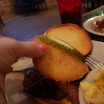 Sparky's Garage II - That is a giant piece of gouda cheese deep fried into a patty the size of a burger patty & paired w/pork belly & maple glaze. - American Near Me - Butte, Montana Sparky's Garage II - That is a giant piece of gouda cheese deep fried into a patty the size of a burger patty & paired w/pork belly & maple glaze. - American Near Me - Butte, Montana