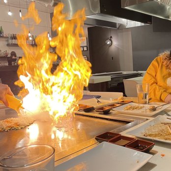 Tokio Table - A photo of a fire on the hibachi grill. - Sushi Bars Near Me - Portland, Oregon