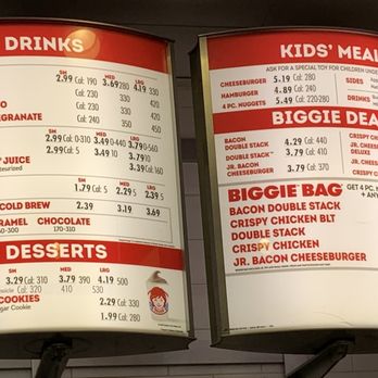 Wendy's - Menu as of 2024/05/19 - Fast Food Near Me - Burbank, California