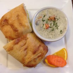 Yvette Moore Gallery - My chicken, cheddar, and apple ciabatta meal with mushroom and dill soup.