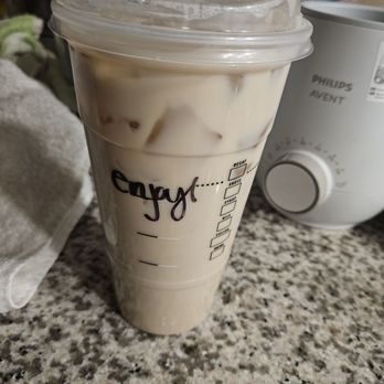Starbucks - Venti iced chai latte with 4 pumps of chai and light ice - Coffee & Tea Near Me - Panorama City, California Starbucks - Venti iced chai latte with 4 pumps of chai and light ice - Coffee & Tea Near Me - Panorama City, California