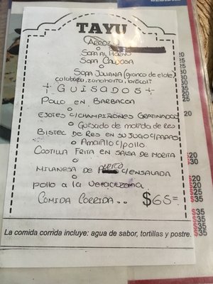 Menu photo 4 Tayu Oaxaca, OAX Menu photo 4 Tayu Oaxaca, OAX