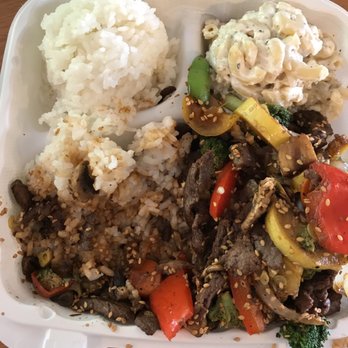 Hawaiian Time - Only 1 cup total of beef and veggies, the rest was rice and mac, which I can't eat - Hawaiian Near Me - Beaverton, Oregon