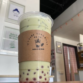 Woo Ri Teahouse - Matcha milk tea with strawberry tapioca! - Korean Near Me - San Antonio, Texas Woo Ri Teahouse - Matcha milk tea with strawberry tapioca! - Korean Near Me - San Antonio, Texas