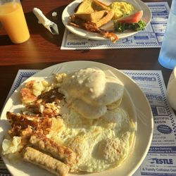 Paulding Pancake House - Cowboy breakfast and waffle combo