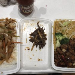 Mr Kam Restaurant - I separated the beef to show you how much beef and onion.. Plus the other plate so you can compare the meat amount.