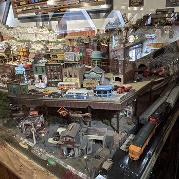 Pizza Works - The upper floor contains meticulously detailed model railroad displays created by Steven Cryan - Pizza Near Me - Old Saybrook, Connecticut Pizza Works - The upper floor contains meticulously detailed model railroad displays created by Steven Cryan - Pizza Near Me - Old Saybrook, Connecticut