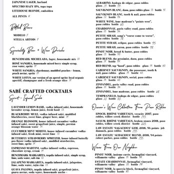 Benchmark - Menu 6/2024 - New American Near Me - Santa Ana, California