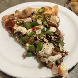 Colorful and tasty pizza. Could use a little longer time in the oven as the bottom crust was doughy.