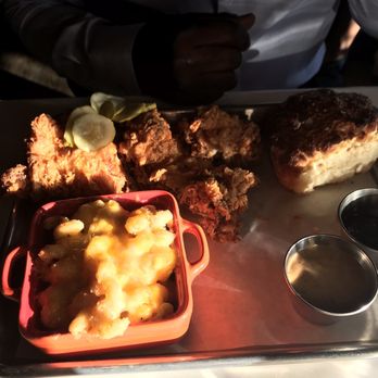 District Table and Bar - Sweet tea fried chicken, macaroni and cheese.  I tried a few bites from my husbands plate, that Mac and cheese is to die for. - New American Near Me - Stuart, Florida