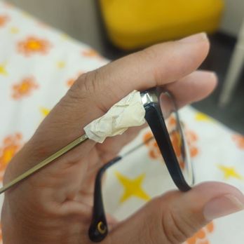 MyEyeDr - Before- .. I had to fast fake fix, with the only tape I had in my car or at my spa (masking tape).  Not a good look! - Eyewear & Opticians Near Me - Highland Park, Illinois