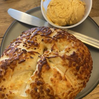 Neighbors Coffee & Co - Asiago bagel with gochujang cream cheese - Coffee Roasteries Near Me - Taunton, Massachusetts Neighbors Coffee & Co - Asiago bagel with gochujang cream cheese - Coffee Roasteries Near Me - Taunton, Massachusetts